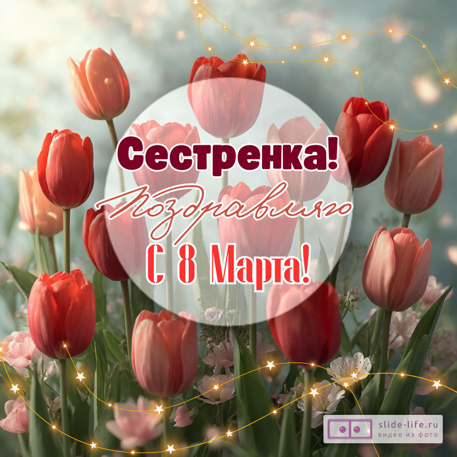 Открытка с международным женским днем сестре