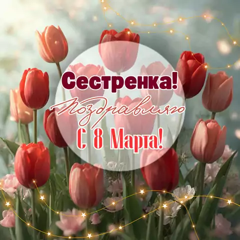 Открытка с международным женским днем сестре