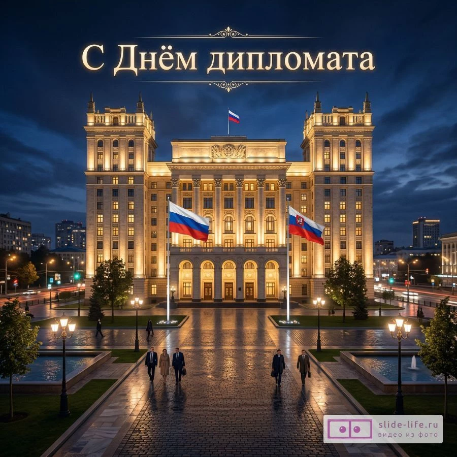 С Днем дипломата — современная открытка с красивым текстом