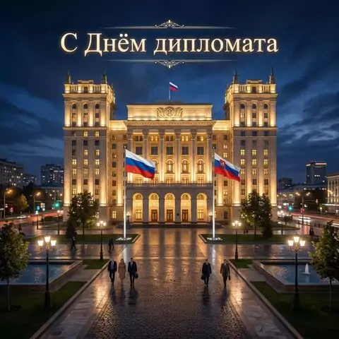 С Днем дипломата — современная открытка с красивым текстом