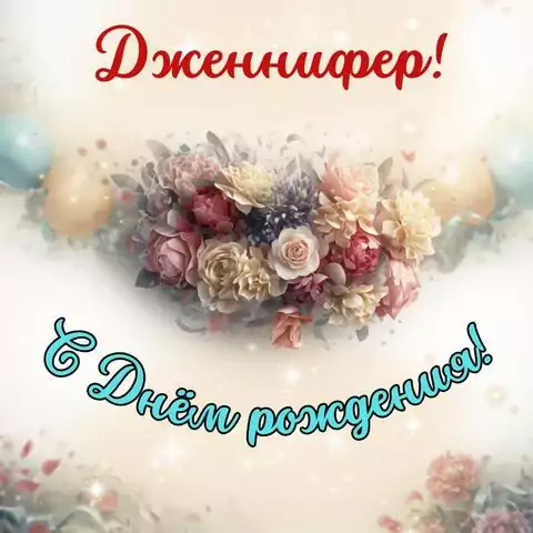 Дженнифер, с Днём рождения! Стильная открытка