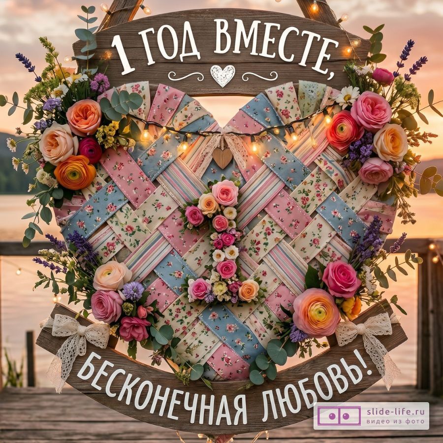 Ситцевая свадьба: 1 год счастья и любви — Открытка