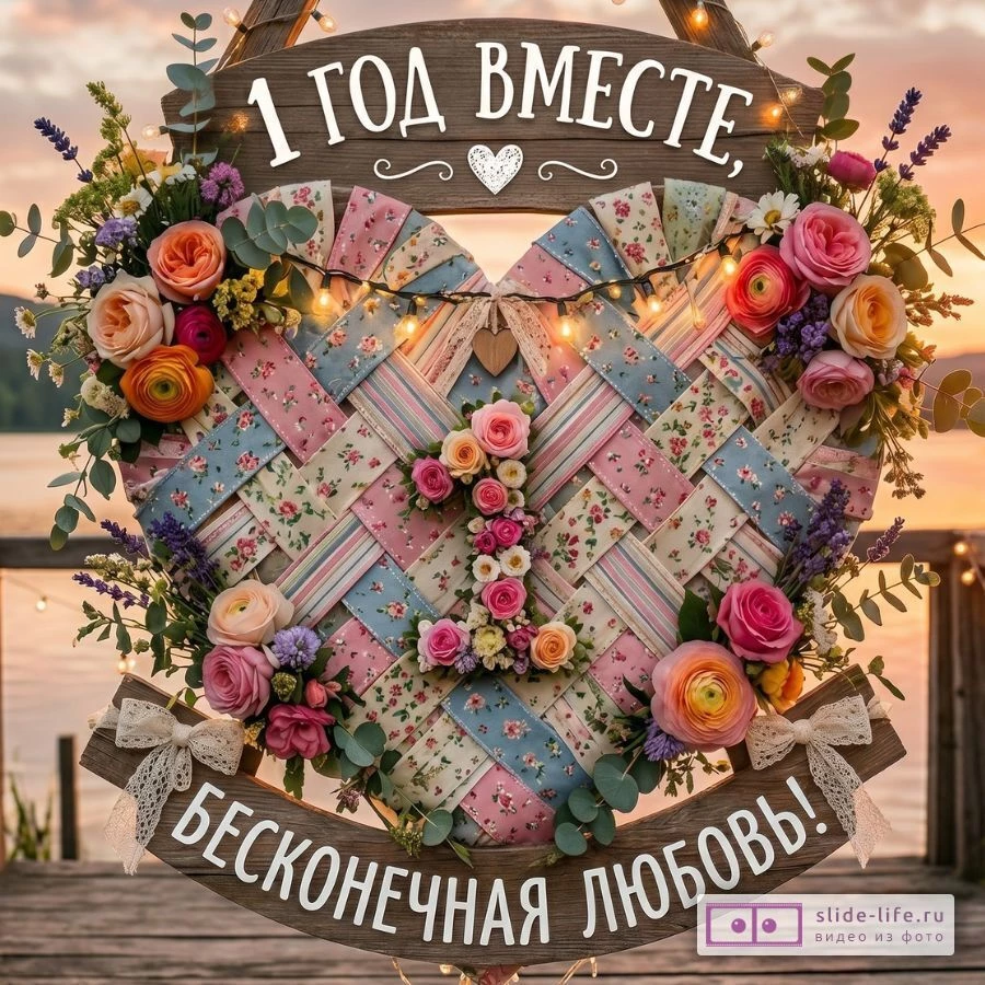 Ситцевая свадьба: 1 год счастья и любви — Открытка