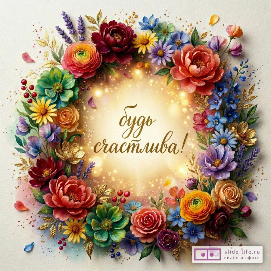 Мини-открытка с короткими пожеланиями для женщины