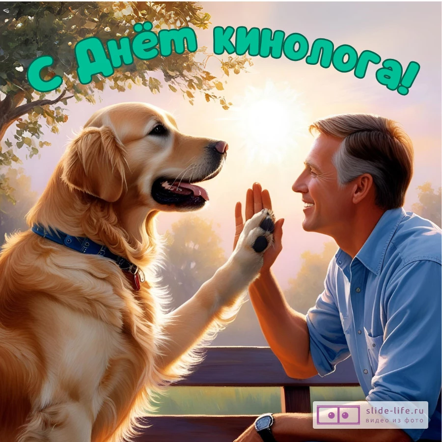 Оригинальная открытка с Днём кинолога