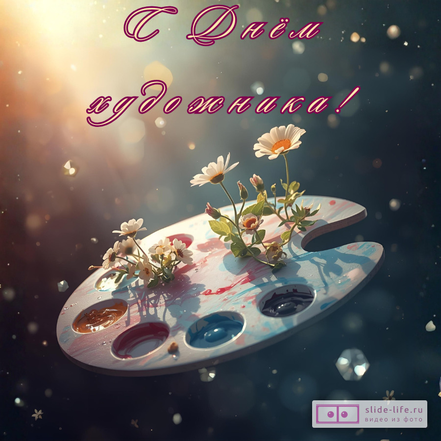 Оригинальная открытка с Днём художника