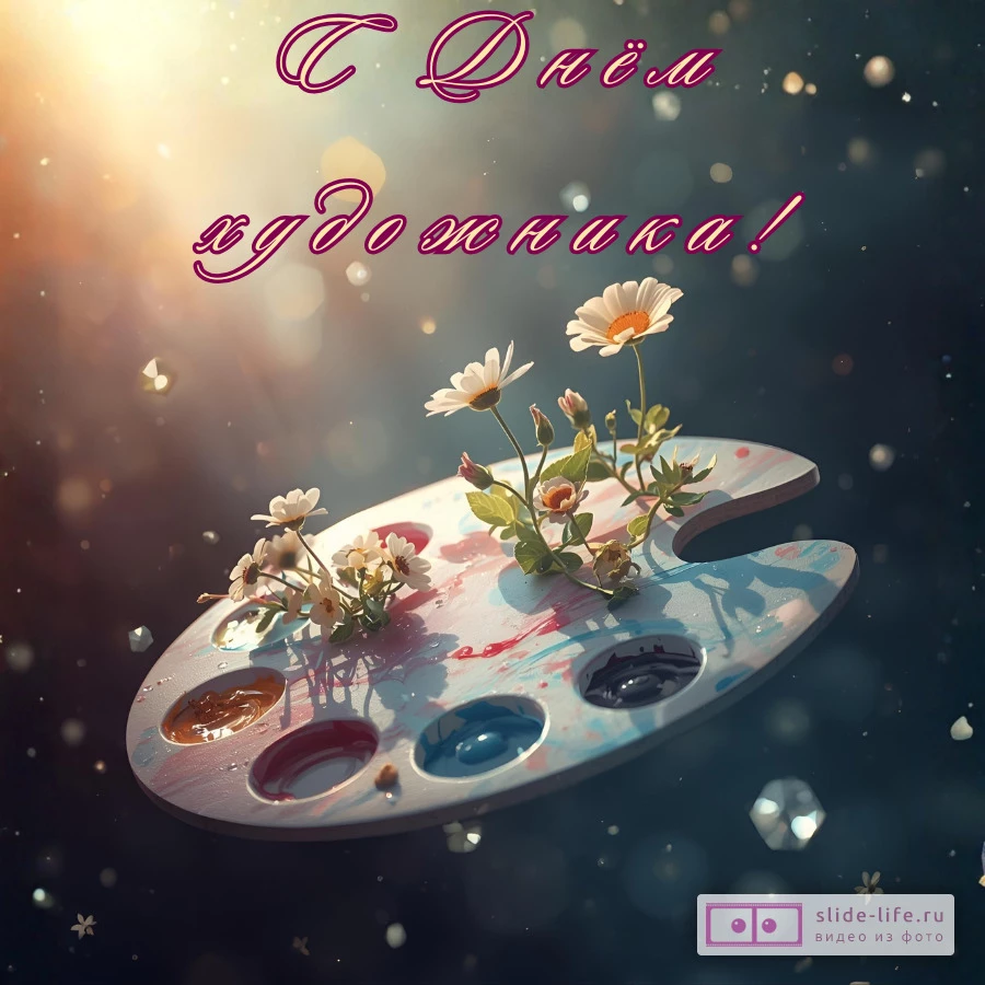 Оригинальная открытка с Днём художника