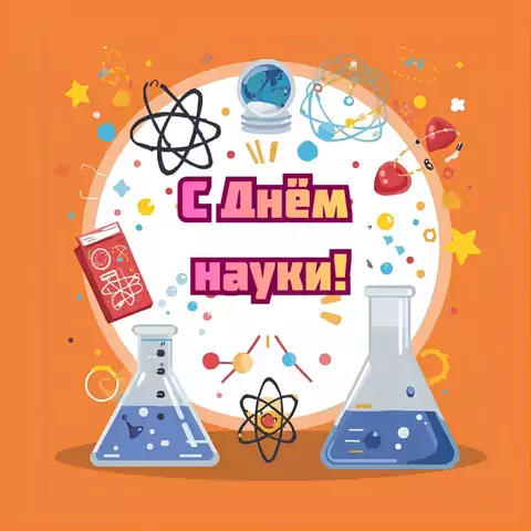 Оригинальная открытка с Днём науки