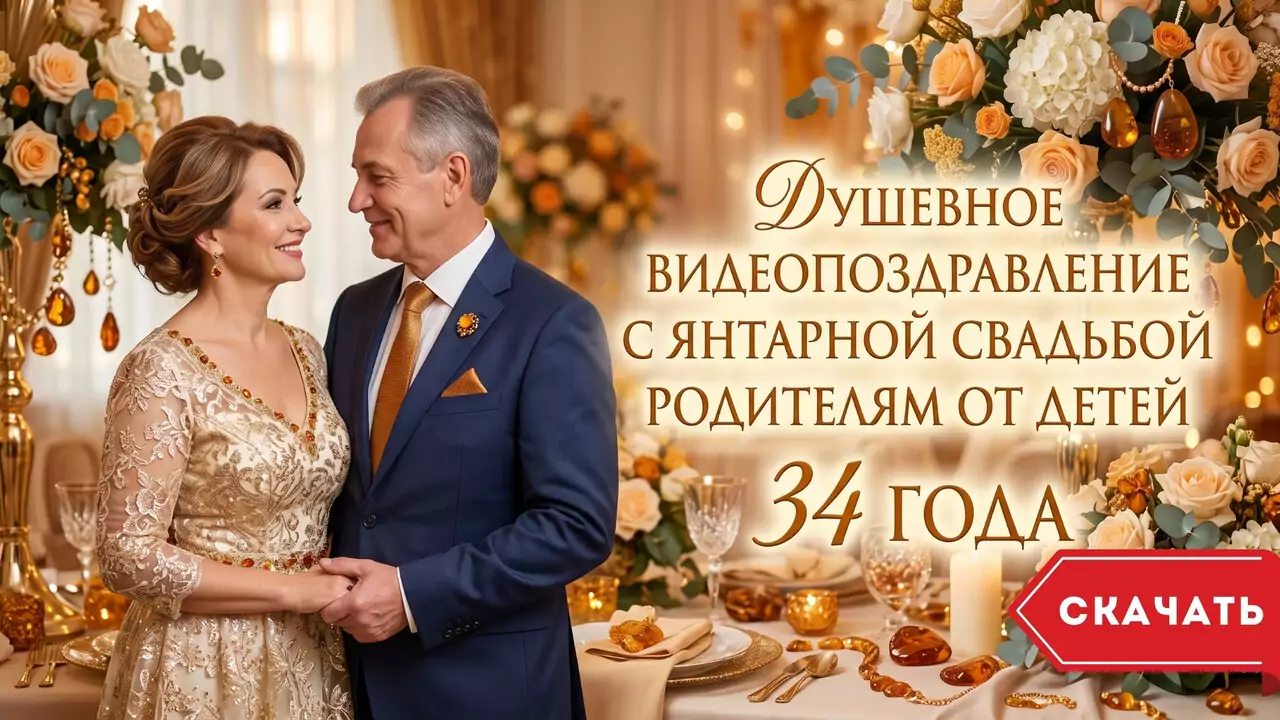 Видеопоздравление родителям с Янтарной свадьбой об искусстве понимать без слов