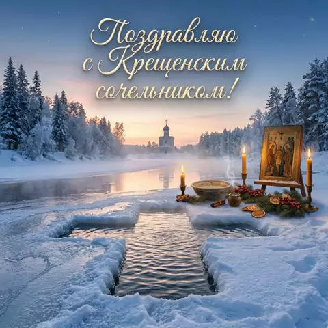 Поздравляю с Крещенским сочельником — открытка скачать бесплатно