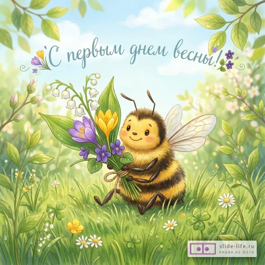 Милые открытки с первым днем весны — для любимых и друзей