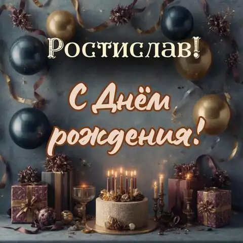 Ростислав, с Днём рождения! Красивая открытка