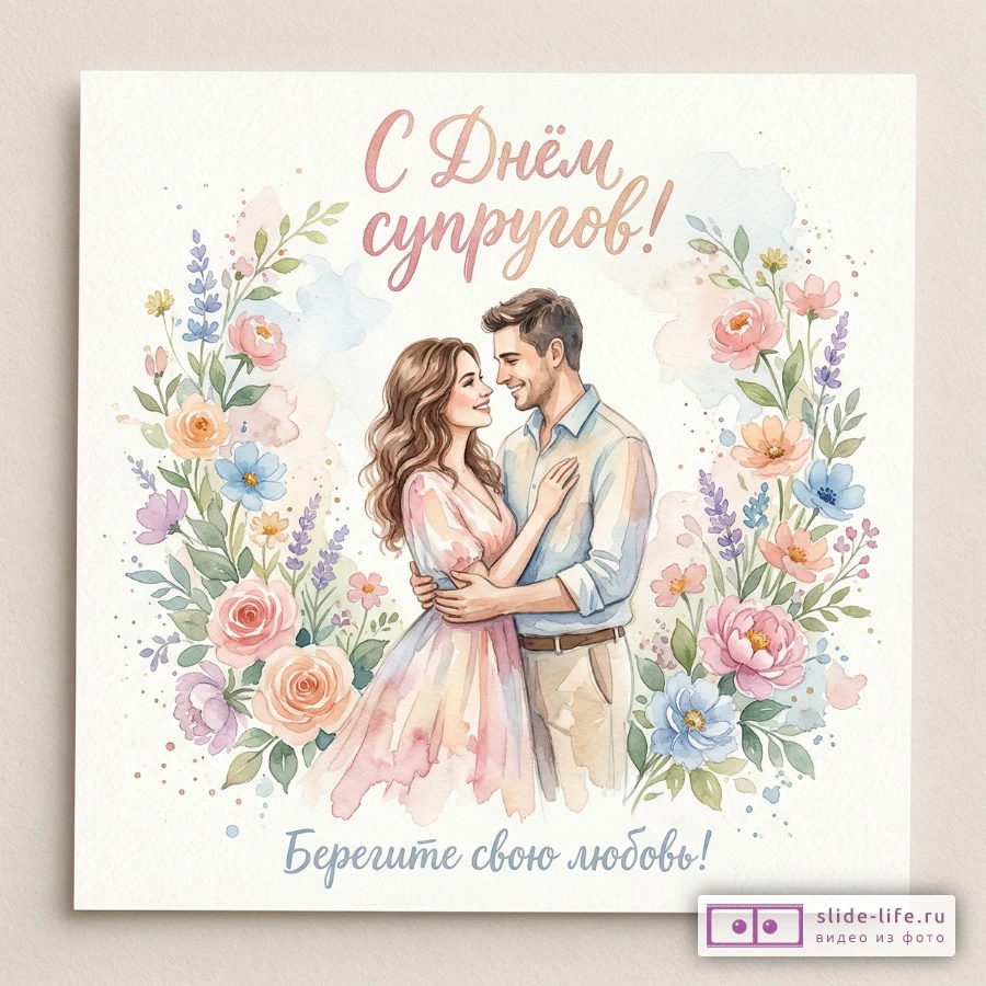 Открытка с Днём супругов — романтика, любовь и нежность
