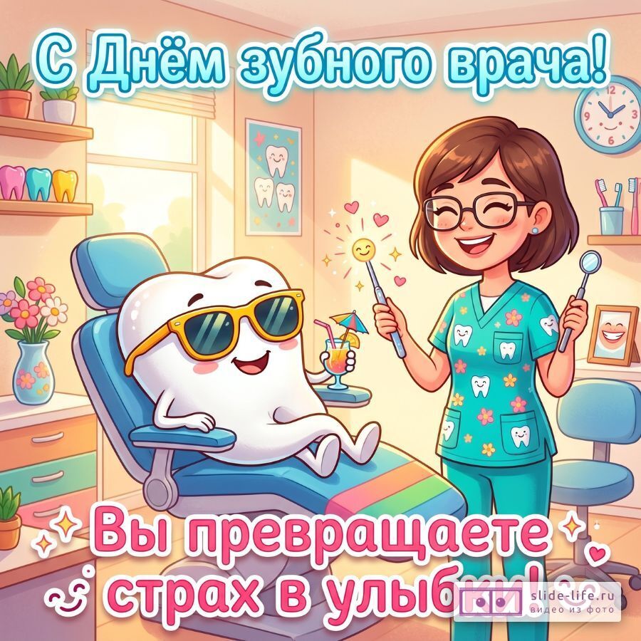 Оригинальная открытка с Днём зубного врача