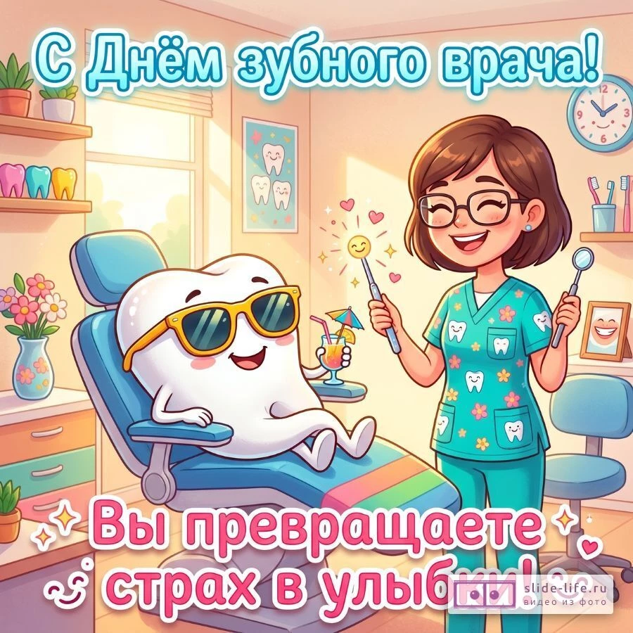 Оригинальная открытка с Днём зубного врача