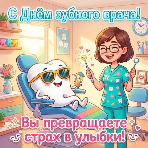Оригинальная открытка с Днём зубного врача