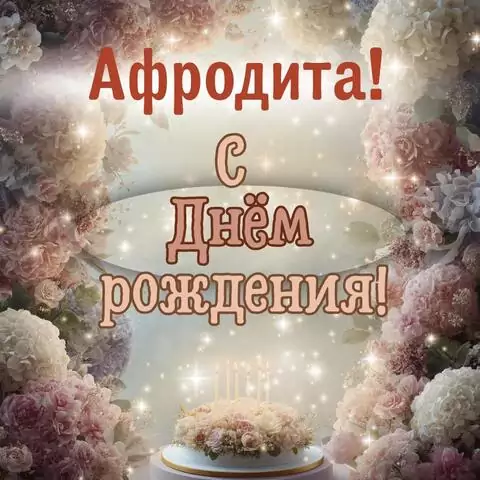 Афродита, с Днём рождения! Красивая открытка
