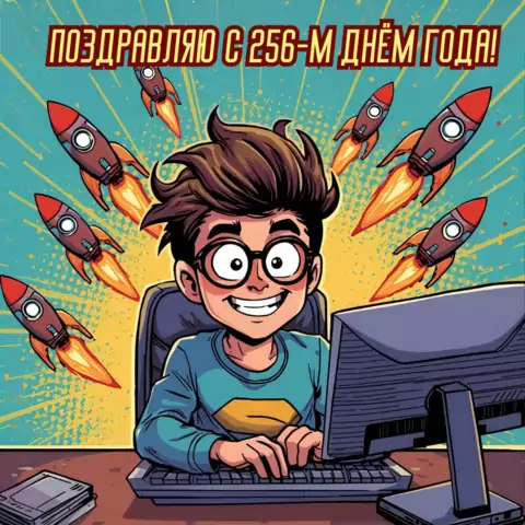 Оригинальная открытка с Днём программиста