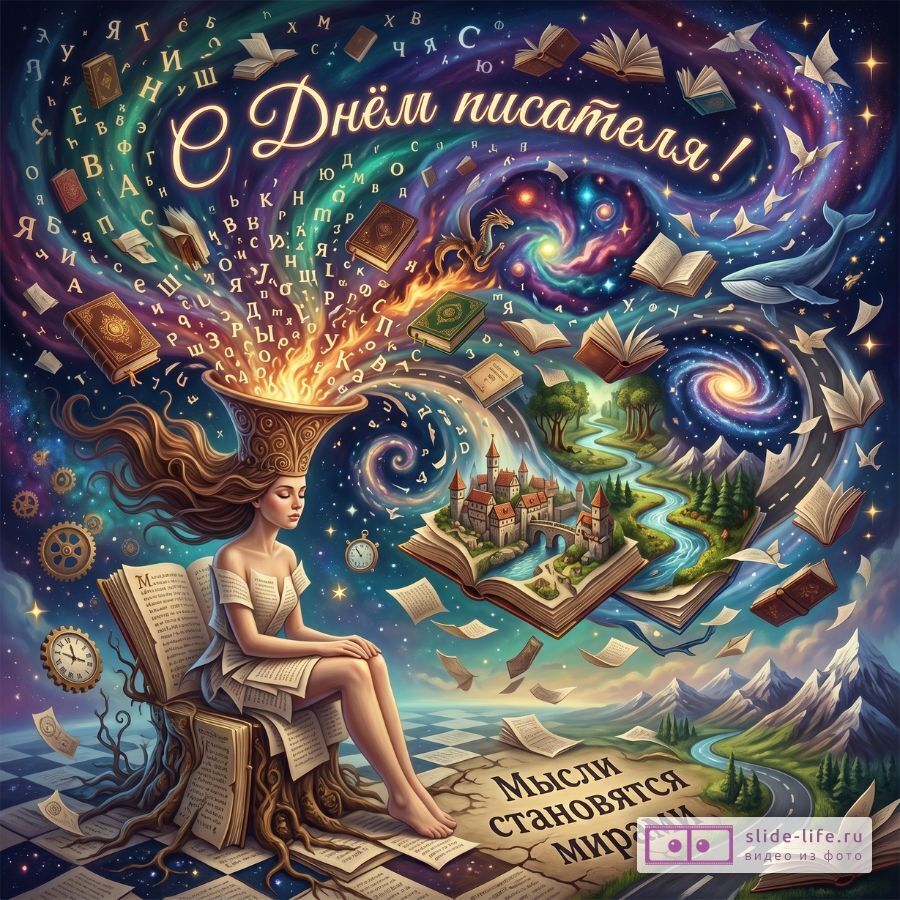 С Днём писателя — оригинальная открытка для вдохновения и творчества