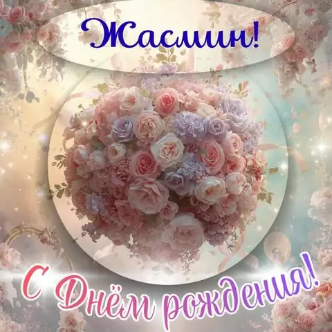 Жасмин, с Днём рождения! Элегантная открытка