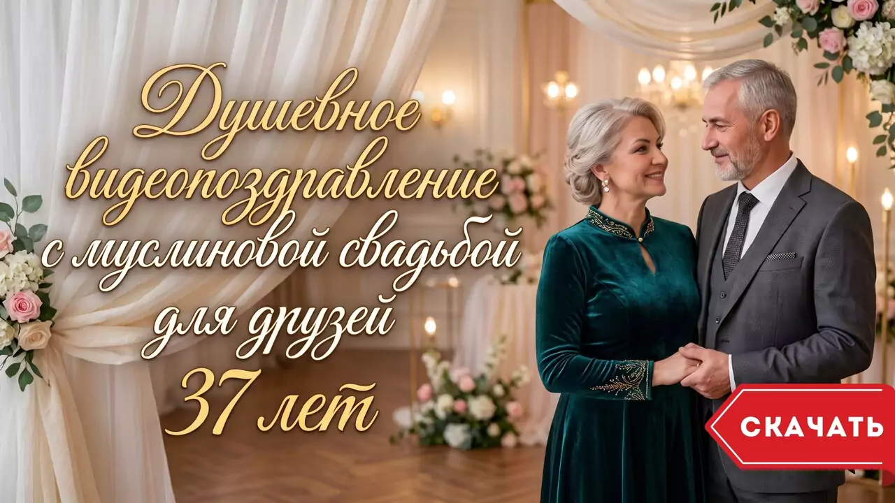 Видеопоздравление с Муслиновой свадьбой друзьям о слаженной команде любви