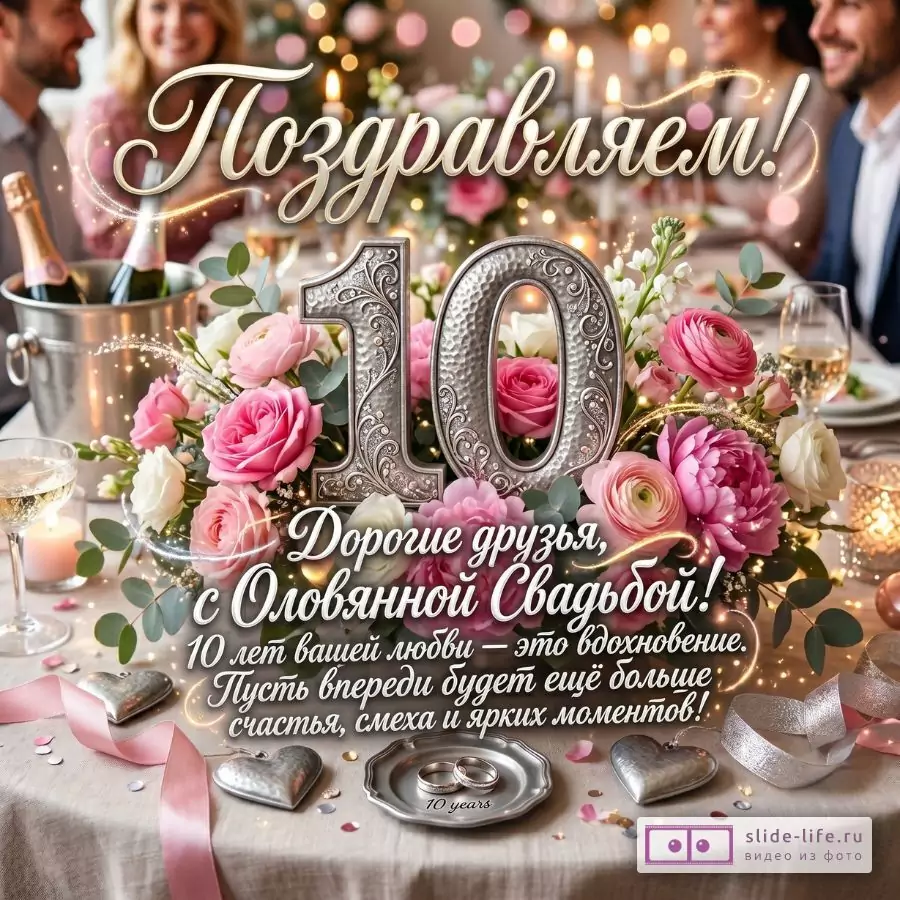 С Оловянной Свадьбой, Дорогие Друзья! Поздравление на 10 Лет Свадьбы 10-я Годовщина от Друзей