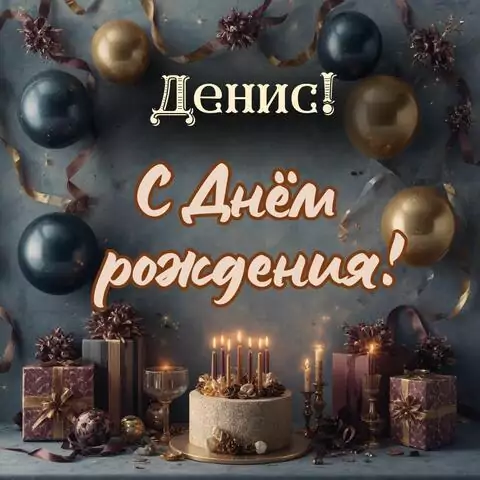 Денис, с Днём рождения! Красивая открытка