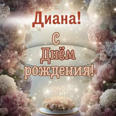 Диана, с Днём рождения! Красивая открытка
