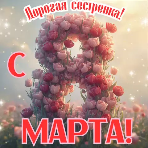 Красивая открытка на 8 марта сестре