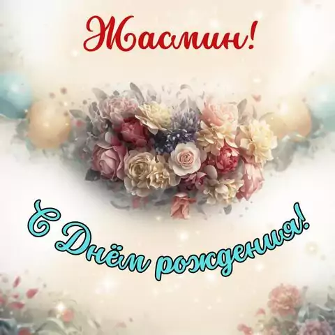 Жасмин, с Днём рождения! Стильная открытка