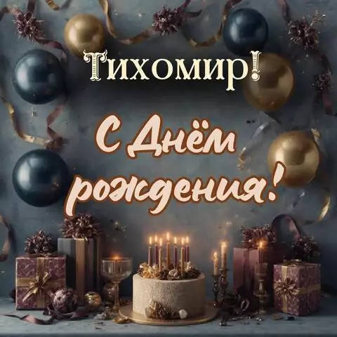 Тихомир, с Днём рождения! Красивая открытка