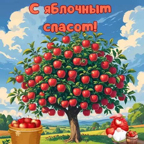 Красивая открытка с Яблочным спасом