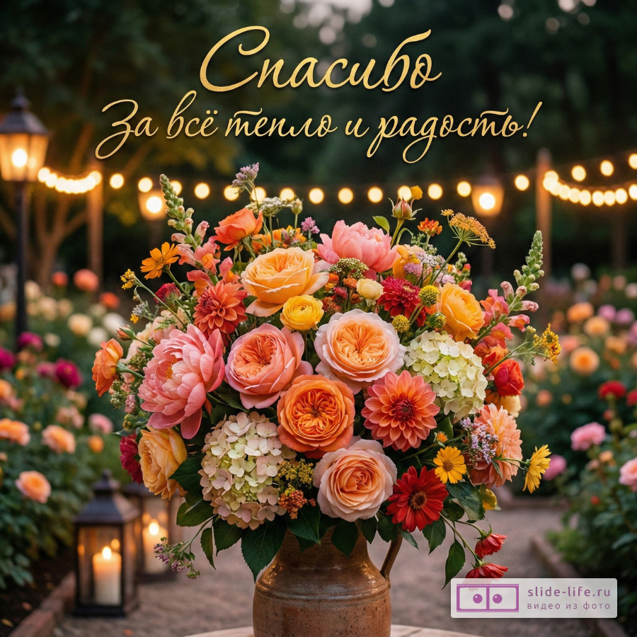 Открытка спасибо с теплыми пожеланиями