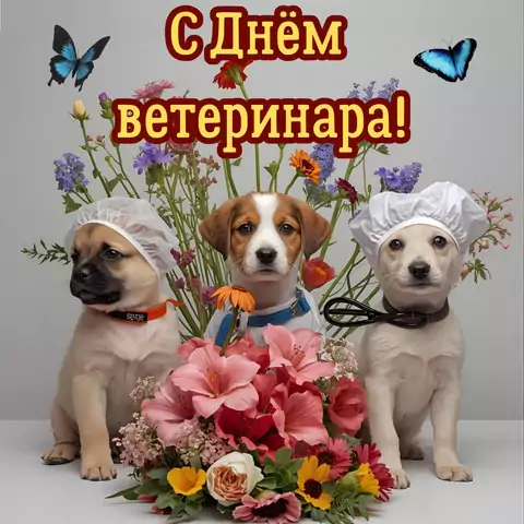 Оригинальная открытка с Днём ветеринара