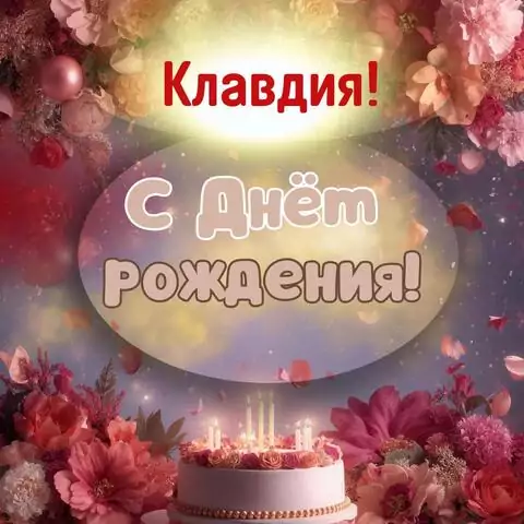 Клавдия, с Днём рождения! Поздравительная открытка
