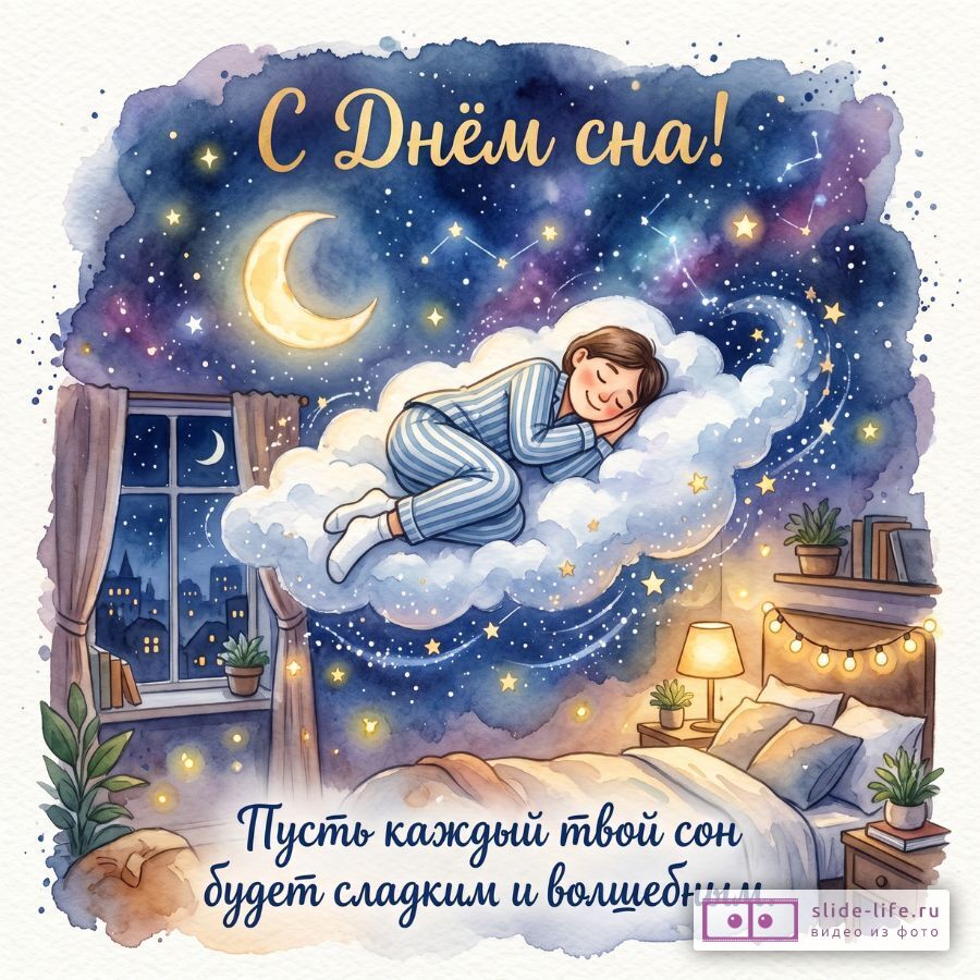 Оригинальная открытка с Днём сна
