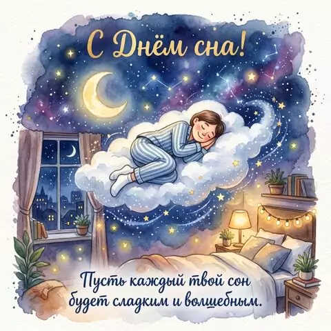 Оригинальная открытка с Днём сна