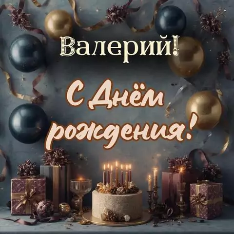 Валерий, с Днём рождения! Красивая открытка