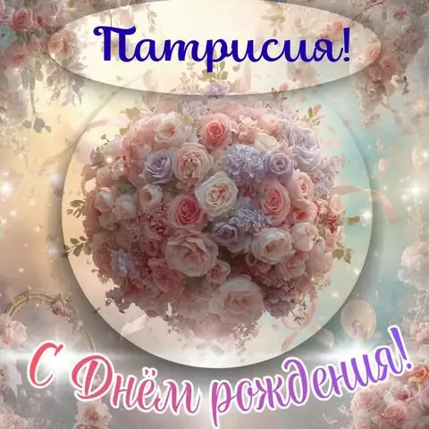Патрисия, с Днём рождения! Элегантная открытка