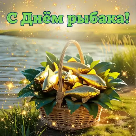 Открытка для рыбака с днем рыбака