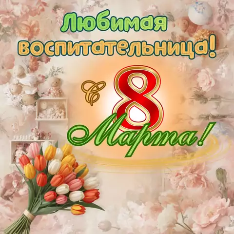 Открытка на 8 марта дорогой воспитательнице