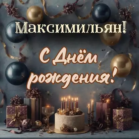 Максимильян, с Днём рождения! Красивая открытка