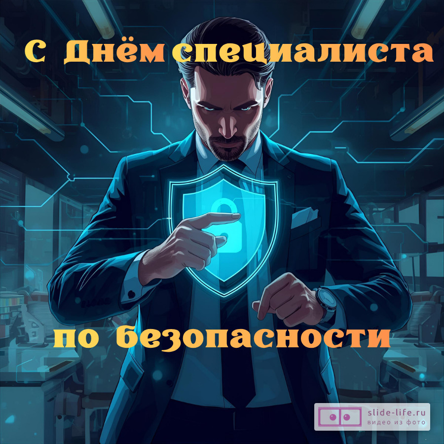 Оригинальная открытка с Днём специалиста по безопасности