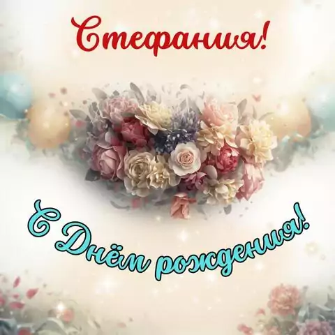 Стефания, с Днём рождения! Стильная открытка