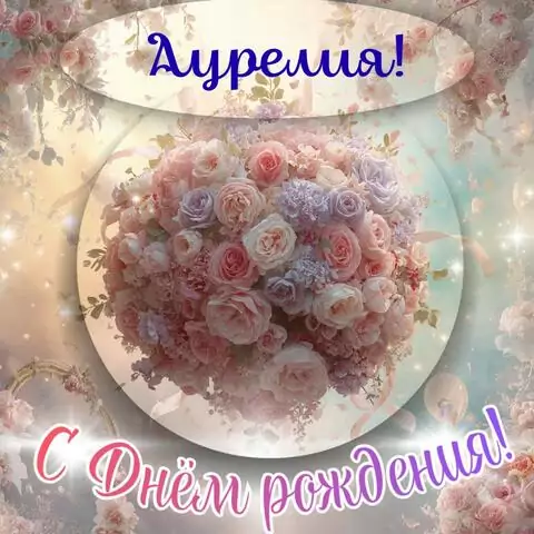 Аурелия, с Днём рождения! Элегантная открытка