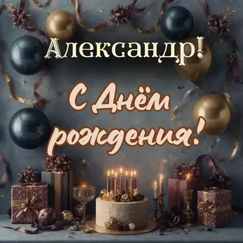 Александр, с Днём рождения! Красивая открытка