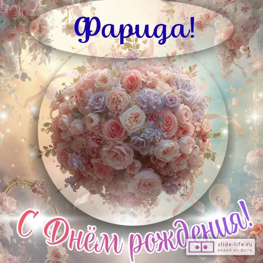 Фарида, с Днём рождения! Элегантная открытка