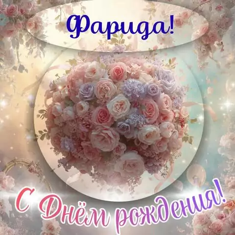 Фарида, с Днём рождения! Элегантная открытка