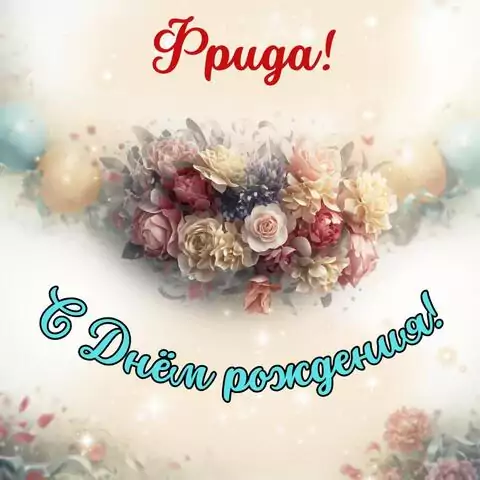 Фрида, с Днём рождения! Стильная открытка