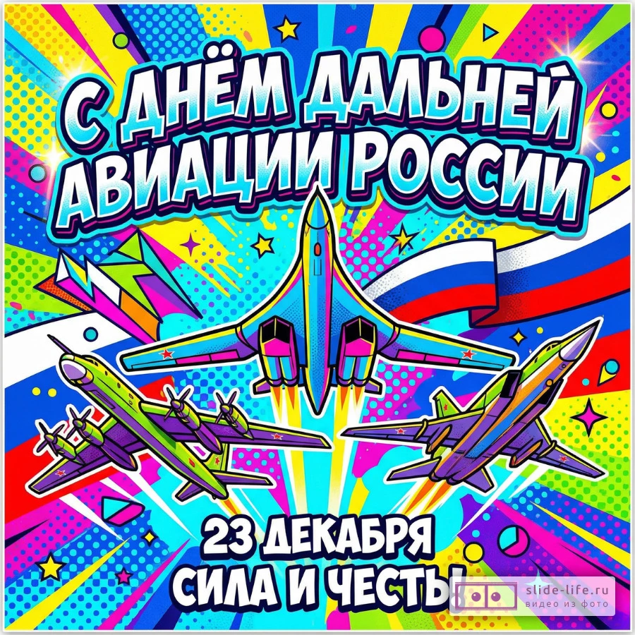 Яркая открытка с днем дальней авиации